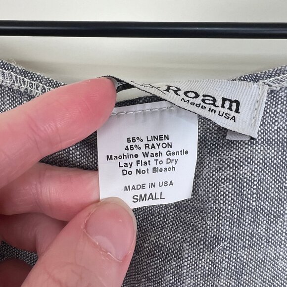 Made In The USA Linen Mini Shift Dress Boho Coastal Cowgirl Grandma Nautical - Picture 8 of 11